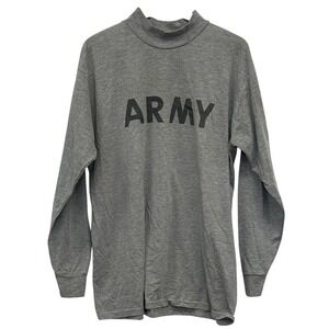 US Army Physical Fitness Uniform Long Sleeve T Shirt‎ Mock Neck Gray Large